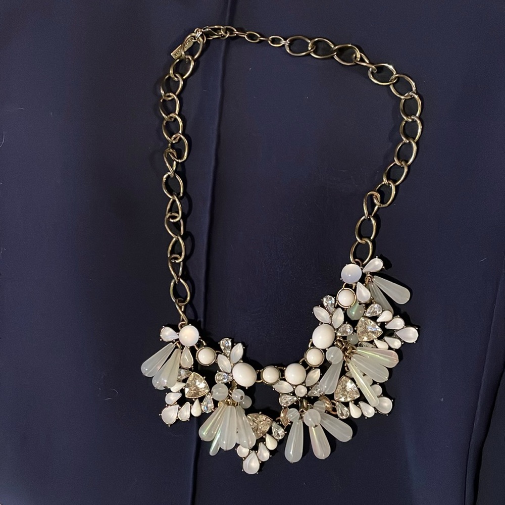 Sugarfix necklace, antique gold tone and white and faux diamond gems